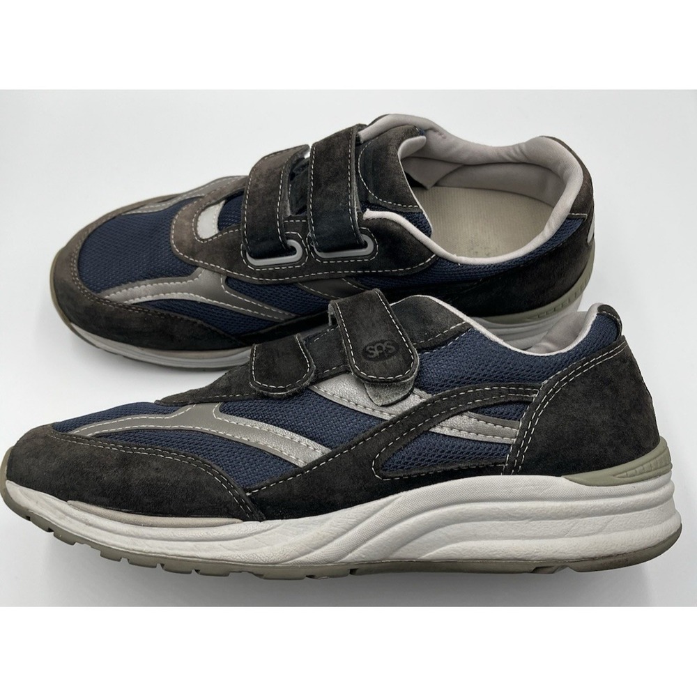 SAS JV Mesh Sneakers Mens 11 Blue Gray Suede Comfort Walking Shoes Hook‎ Loop